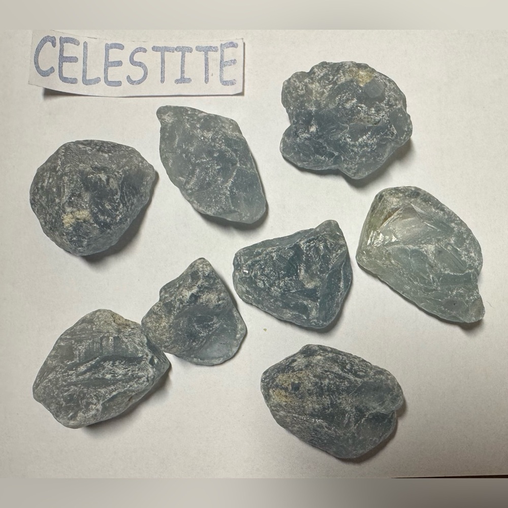 Celestite 1/4 Pound Lot Raw (rough, not polished) Crystals, Natural Sky Blue